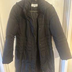 Calvin Klein long puffer with hood Small