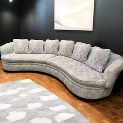 Vintage Postmodern Clamshell Curved Sofa