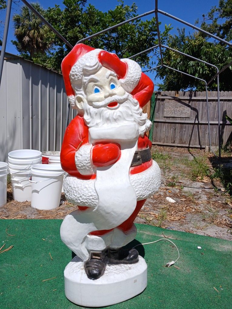 Vintage 40" Tall Santa CHRISTMAS Light Blow Mold