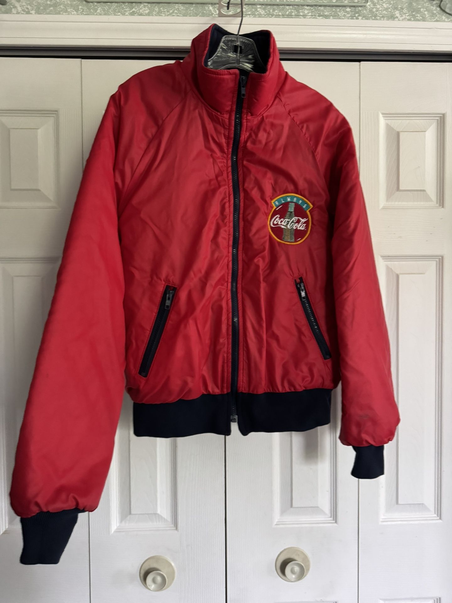 COCA COLA Bomber Jacket, ‘Always’, Vintage, Excellent, sz M, Red, Made in USA