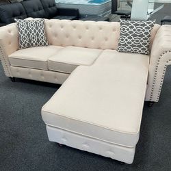 Ivory Microfiber Sectional On Sale