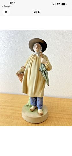 Vintage 11” Andrea by Sadat Japan grand printed porselain French peas and man