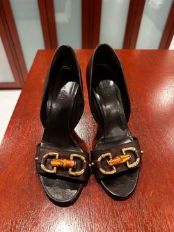 Gucci Bamboo Horsebit Open-Toe Heels