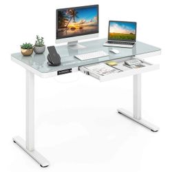 Costco Glass Electric Standing Desk w/Drawers 