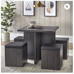 Mainstays 5-Piece Dexter Dining Set with Storage Ottoman
