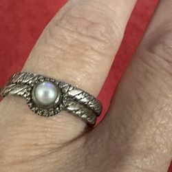 Sarda Bali, 925 Sterling Silver, White Pearl Ring Set, Size 10, Good Condition, Just Needs Cleaning 🧼 