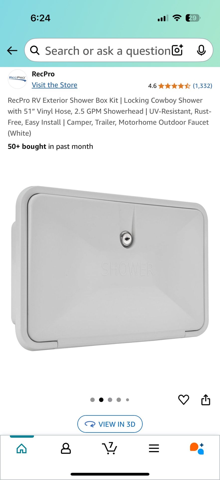 RV outside shower assembly
