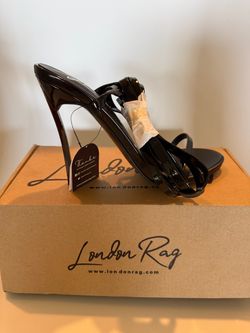 London Rag Black Patent Stiletto Mule Heels