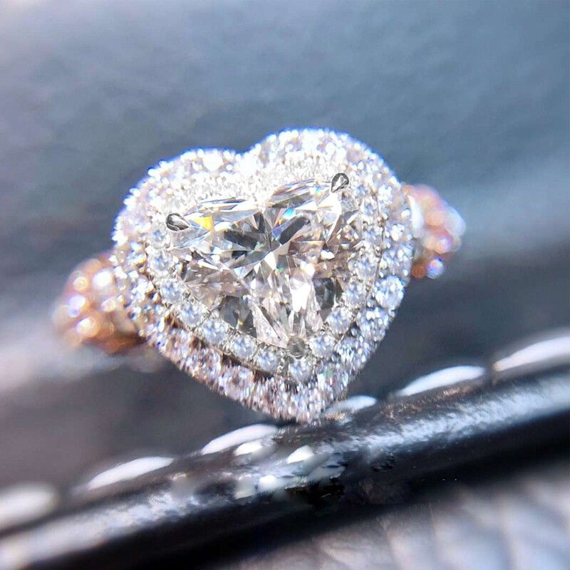 "Luxury Pure Heart CZ Fashion Shiny Diamonds Macro Pave Ring for Women, K852