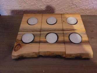 Rustic live edge beetle kill tea light holders set