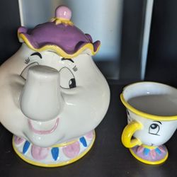 Disney Beauty And The Beast Mrs.Potts Tea Pot And Chip Cup