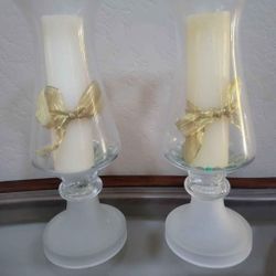 2 Large Candle Holders 19in H