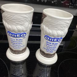 Oreo Cookie Milkshake Ceramic Glasses – Set of 2 (Houston Harvest, 7”)