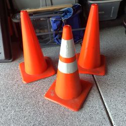 Set of 3 - TALL 28" TRAFFIC CONE FOR MAXIMUM VISIBILITY - Bright orange 28 inch safety cone provides a larger, more noticeable warning marker for traf
