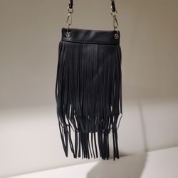 New The Chic Bag Black Fringe Handbag 4 Ways