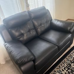 2 Black Leather Loveseat