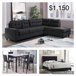 Package💥 Sectional, Queen Bed, And Dining Table 