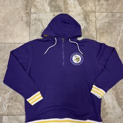 New mens tommy hilfiger minnesota vikings 1/4 zip hoodie pullover XXL  