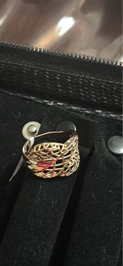 Gold-Tone Filigree Wide Band Ring