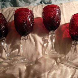 Red Antique Wine Glasses 