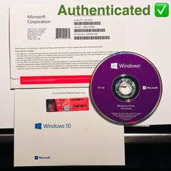 New Microsoft Windows 10 Professional OEM 64bit DVD with Authentic License Key