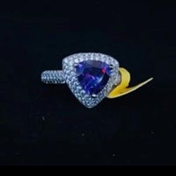 Amethyst and CZ Sterling Silver Ring