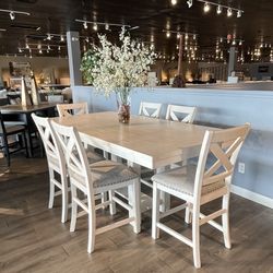 White Counter height Dining Set 