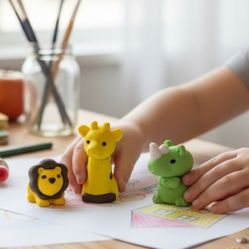 (Lot Of 3) Miniature 1" 3D Erasers DIY Puzzle Creative Brand Animals Variety Pack. These are mini animal-shaped pencil erasers. They are made of non-t