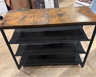 Rustic Industrial 4-Tier Shoe Rack / Entryway Organizer