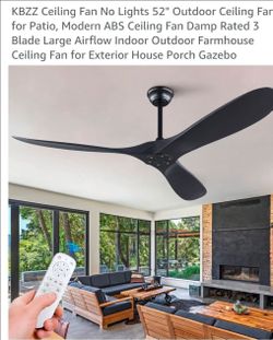 KBZZ Ceiling Fan No Lights 52" Outdoor Ceiling Fan for Patio.