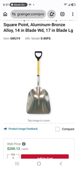 Square Point Scoop Shovel Aluminum-Bronze Alloy