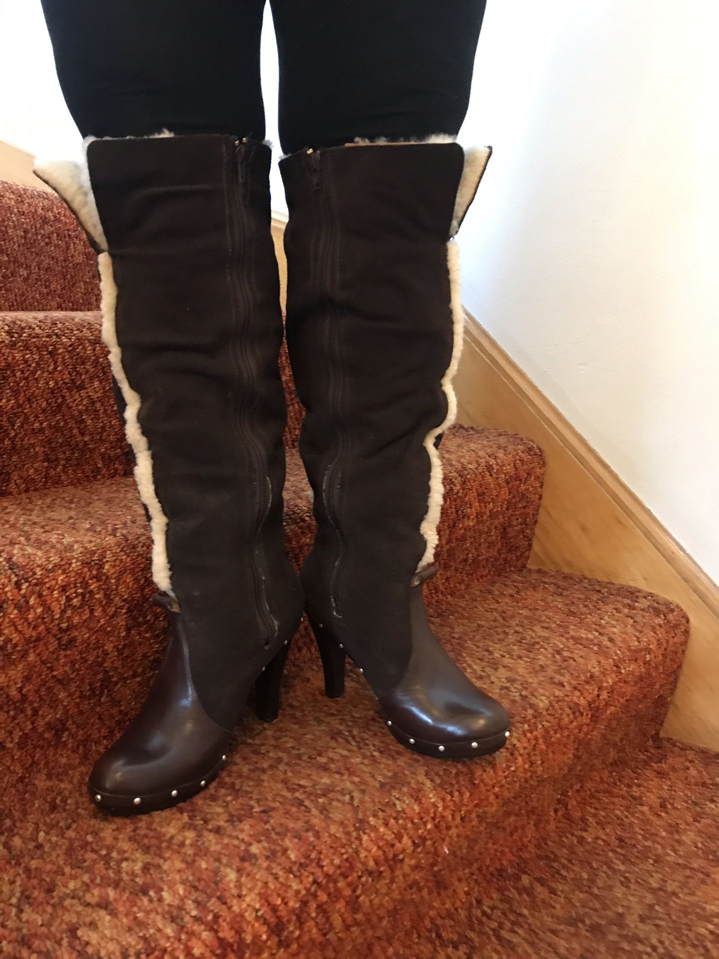Michael Kors LEATHER / SUDE BOOTS size 9 BRAUN ,VERY VERY NICE,LIMITED EDITION,Look like New