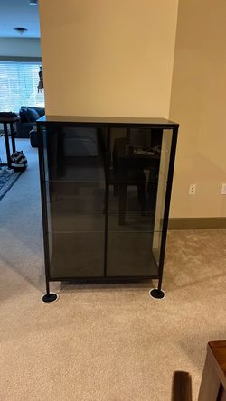 IKEA black metal and glass display cabinet