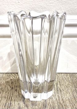 Vintage Orrefors Sweden Lead Crystal Vase - Tulip Bud Floral Design