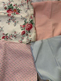 Vintage Seersucker And Voile Chiffon Type Fabric Remnants