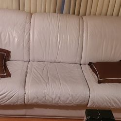 Off White Italian Leather Couch