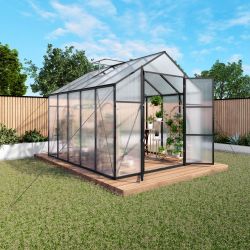 Newly Design Aluminum Frame greenhouse 8x10 FT Polycarbonate Greenhouse Heavy Duty Walk-in Greenhouses for Garden Backyard in All Season
