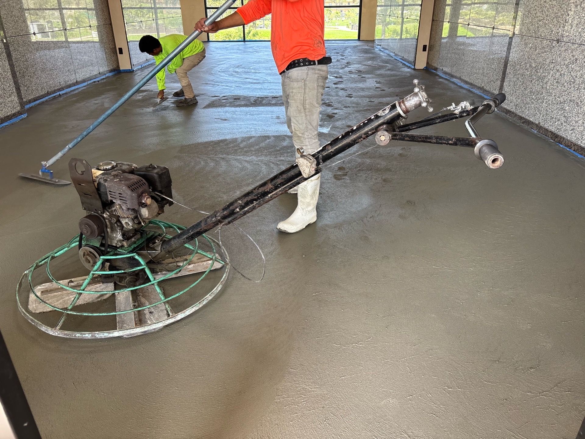 Pouring Concrete and Stamp