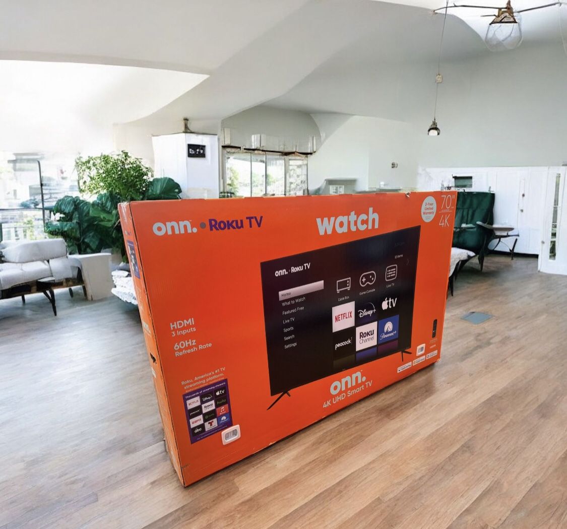 HD257 70” Onn smart Roku 4k led Uhd tv floor model