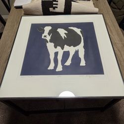 Rubius Cow Blue 3/100 By Woody Jackson Framed
