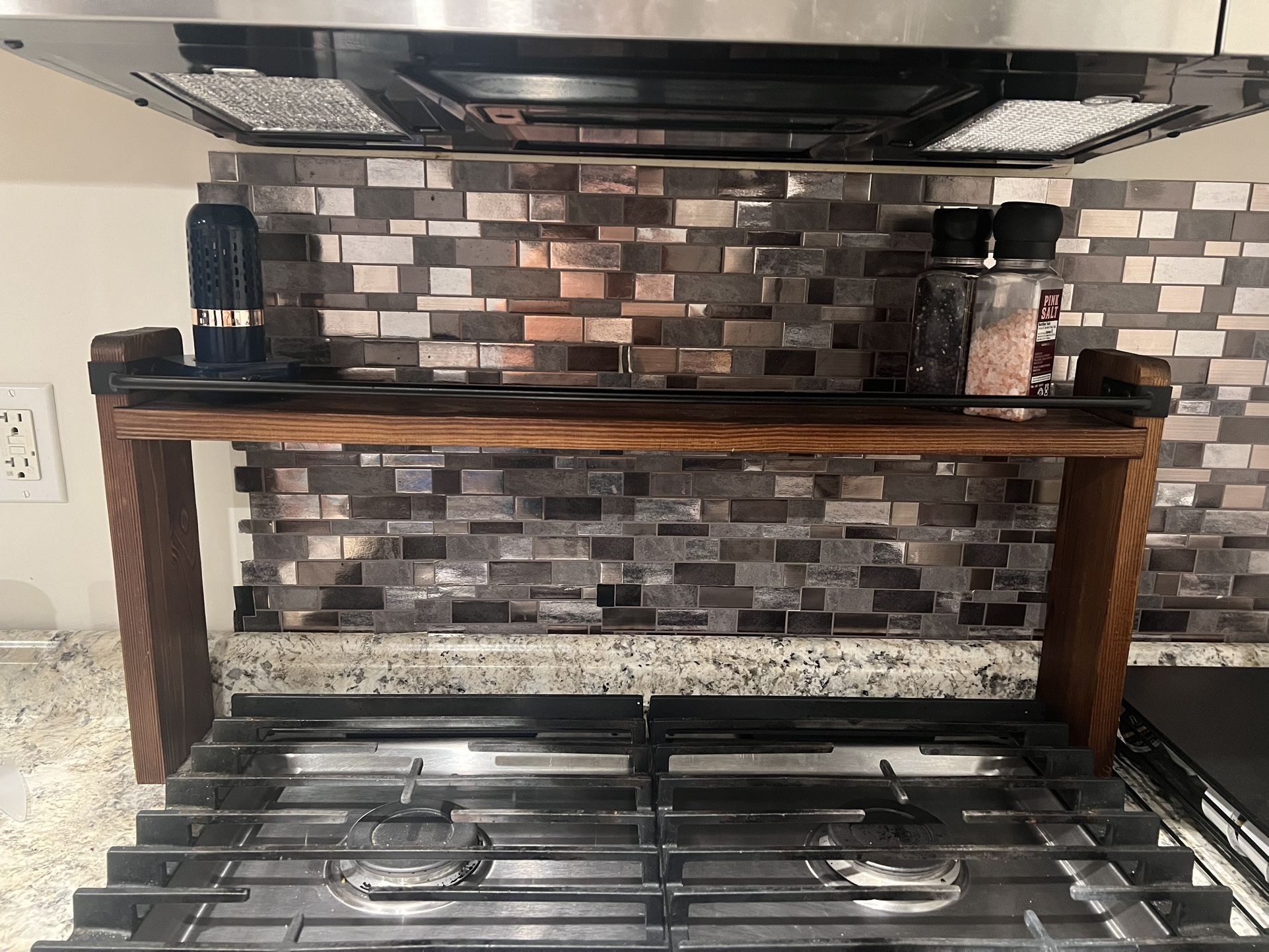 Over Stove Wooden Spice Rack Shelf — Excellent Condition!