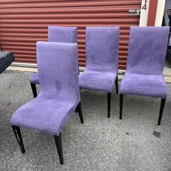 4 Purple Suede Chairs With Dark Legs 