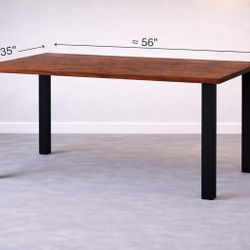 Solid Wood Rectangular Dining Table with Black Legs – 56” x 35”x29”