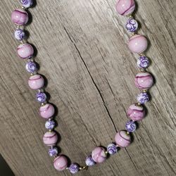 Chunky Pink And Purple Vintage Necklace 