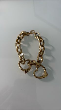 Gold Heart Charm Chain Bracelet