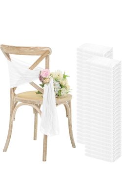40 White Cheesecloth Chair Sashes