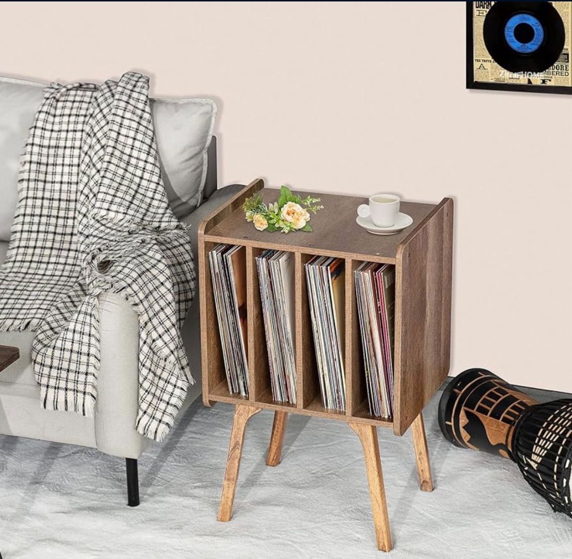 Oak Record Player Stand 4 Cabinets up to 100 Albums