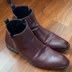 Cherry Red Leather Chelsea Zipper Boots