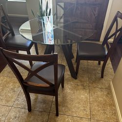 Kitchen Glass Round Dining Table With Chairs