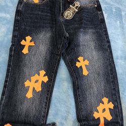 Blue Chrome Hearts Jeans. 30,32,34,36,38